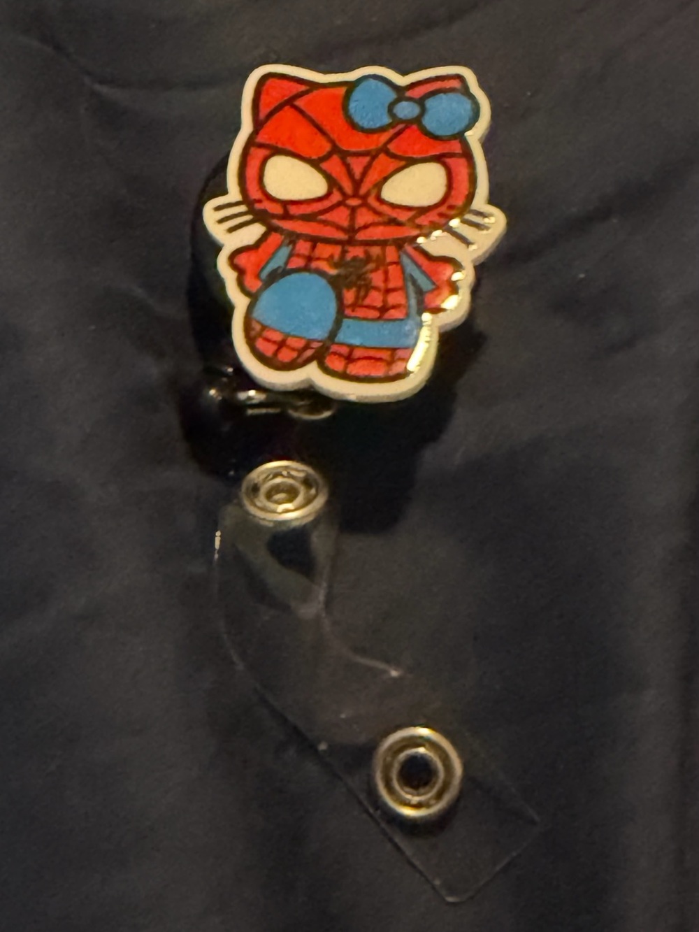 Hello Kitty x Spider-Man Style Badge Reel - Red & Blue